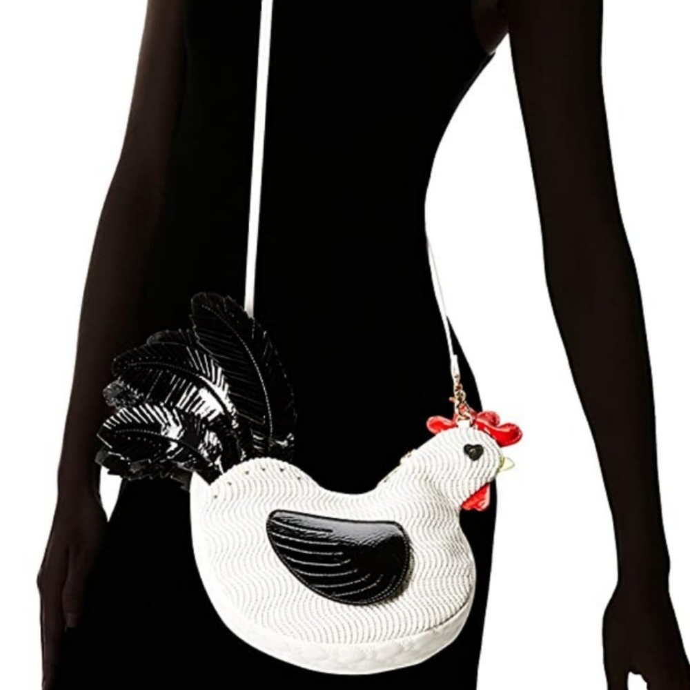 Super Rare! BETSEY JOHNSON Wing Man Rooster Crossbody Shoulder Bag Purse. - Picture 3 of 9